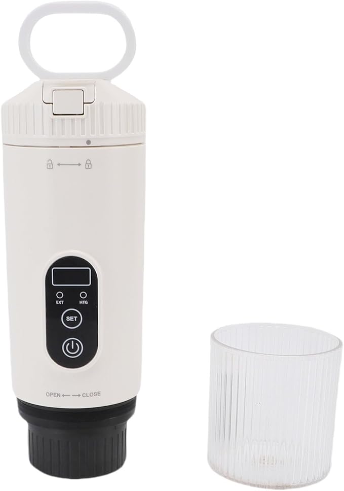 Cosiki Portable Coffee Maker Electric Espresso Machine 21 Bar 7800mAh Battery Coffee Maker with Capsule &amp Ground Compatibility Ideal for Travel Camping Office (White)