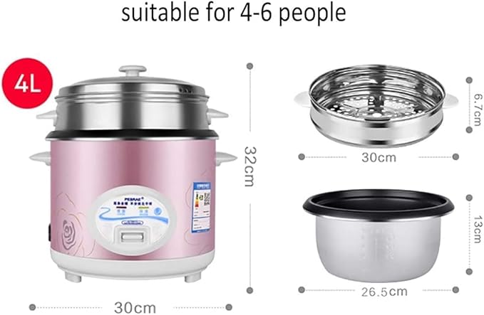 Rice Cooker and Steamer Household Non-Stick Rice Cooker Warm Function for 1-8 People (4L700W) ()