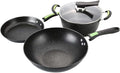 Pots and Pans Set 3Pcs Soup Pot with Lid Wok Frying Pan Medical Stone Wrought Iron Non-Stick Cooking Pot Set Kitchen Cooking Pot Set Cooking Pan Set(