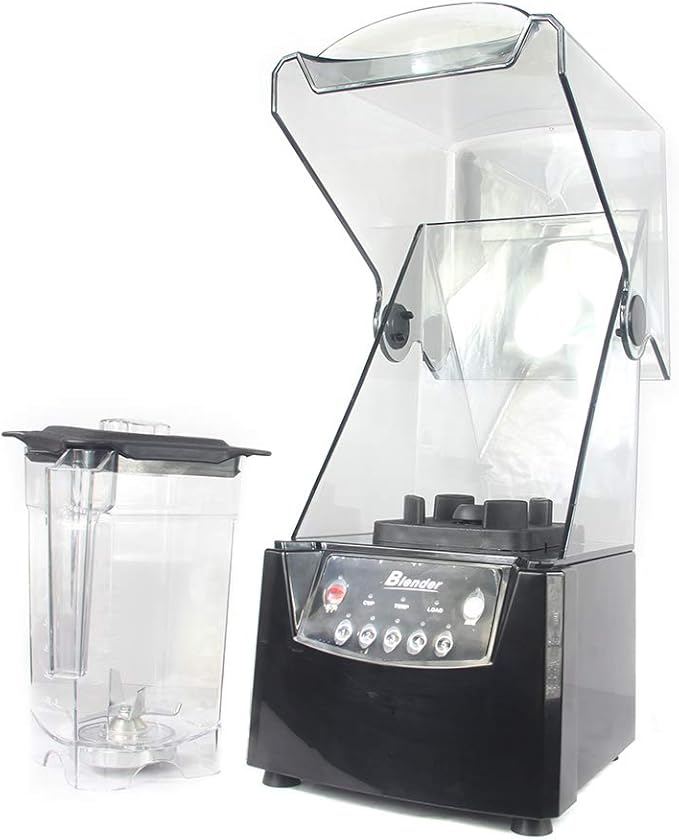 Soundproof food mixer 110V 2600W 1.8L Commercial Fruit Juice Smoothie Maker With Shield Quiet Sound Enclosure for Puree Ice Crush Shakes and Smoothies (1.8L2600W)