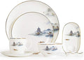 8pc Porcelain Bone China Dinnerware Set Ceramic Dinner Sets Clear Water and Cloud Sky Setting Dishes Set
