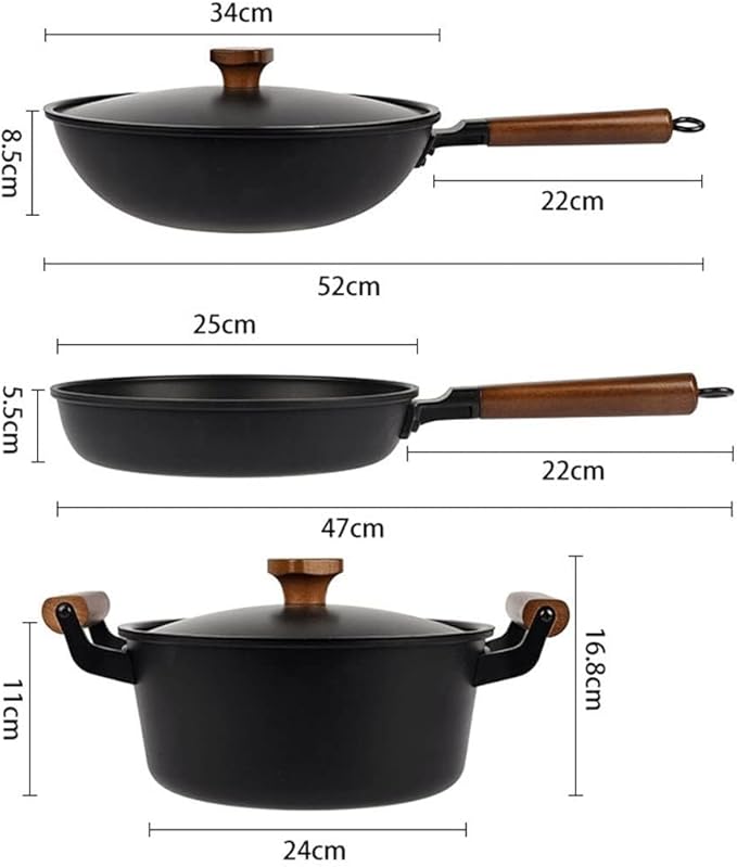 Non-Stick Frying Pan Cooking Cookware Set Kitchen Egg Frying Pan Multifunctional Soup Pot Iron Pot Cookware Set Cookware