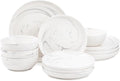 Dinnerware Marble Stoneware 12 Piece Set Dinnerware Set Round Dish Set Tableware Combination