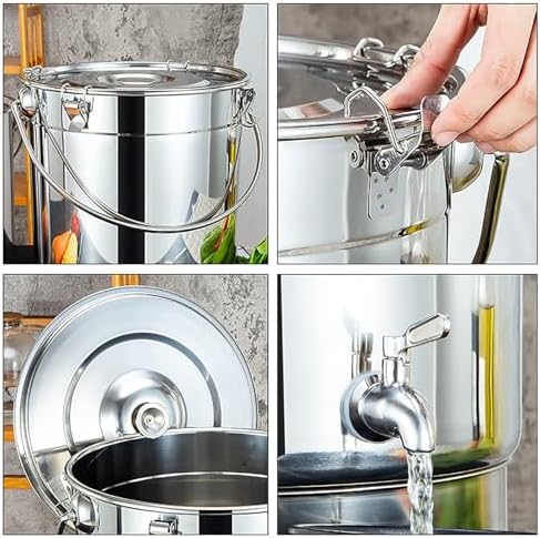 Stock Pot with Spigot - Stock Pot 201 Stainless Steel Soup Bucket/Sealed Bucket/Transportation Bucket Wine Tank with Tap for Water Milk Tea Milk Storage Bucket(21L)