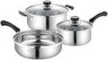 3pc Saucepan Set with Lids - Stainless Steel Nonstick Cookware Induction Pots and Pans SetsChemical-Free Kitchen Sets with Stay-Cool HandleSaucepanStock PotSkilletho