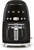 Smeg DCF02BLUK Drip Coffee Machine Auto-Start Mode Reuseable Filter Digital Display Anti-Drip System Aroma Intensity Option 1.4 Litre Tank Black