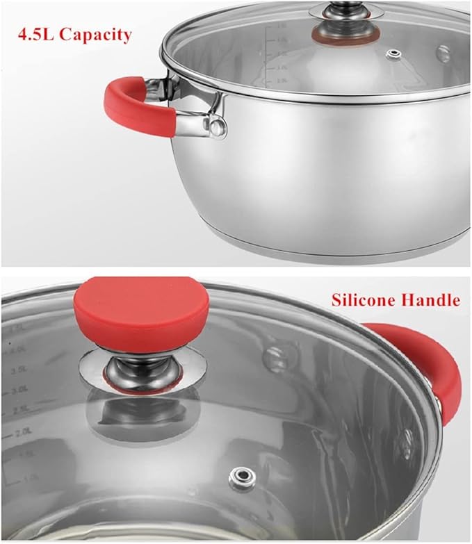 Cooking Tools 8 Piece Stainless Steel Cookware Set Nonstick Casserole + Milk Pan + Steamer Kitchen Cookware