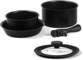 IH titanium coating non stick Induction Cookware Set of 3P with lid &amp magic handle Black