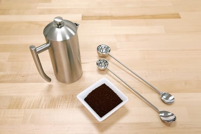 Frieling Double-Walled Stainless-Steel French Press Coffee Maker Polished 36 Ounces Plus 18/10 Stainless Steel Coffee Scoop/Stirrer 2 TBLS