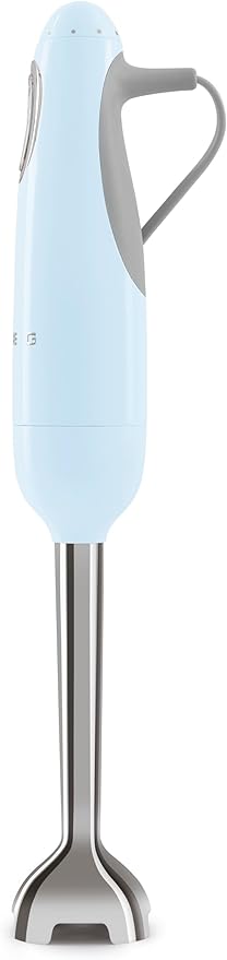 SMEG Handheld Immersion Blender 5 Speeds with Turbo Boost Stainless Steel Blades Nonslip Ergonomic Handle HBF11PBUS Pastel Blue