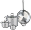 ELO 9500350 Cookware Set 4 Pieces 1 Frying Pan 32 cm and 3 Cooking Pans 12 16 and 26 cm Elo Profi Citrine Stainless Steel Induction