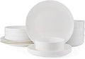 Mikasa Macie Bone China Lightweight Chip Resistant 12 Piece Dinnerware Set Service for 4 White