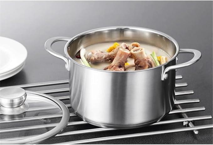 Cookware Set Stainless Steel Household Frying Pan Soup Pot Set Tool Steamer Frying Pan Glass Lid Kitchen Utensils (Color : A Size A (A