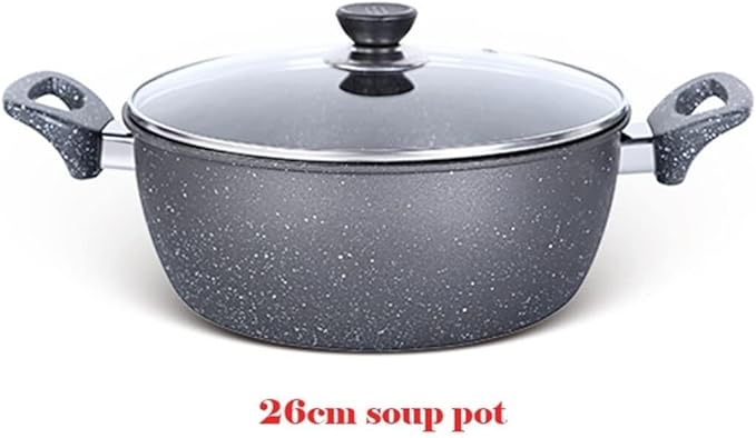 Non-Stick Cookware Set Soup Pot Frying Pan Milk Pot Aluminum Alloy Visible Lid Anti-Scalding Handle Easy Clean