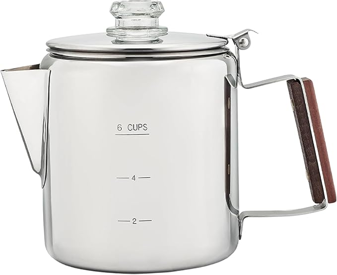 Camping Coffee Pot – Heat-Resistant Stainless Steel Build Quick Brew Portable Percolator Easy-Clean Handle Coffee Maker | Perfect for Outdoor Adventures Picnics Travel Home Kitchen and Group