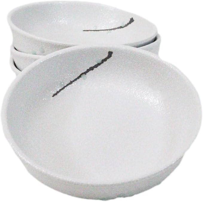 Ebros Gift Modern Yukino Hana Snow Flowers Ceramic Dinnerware Serveware Kitchenware Set Oriental Asian Restaurant Supply (Pack Of 5 Soup Salad Rice Shallow Bowls Deep Plates 10oz)