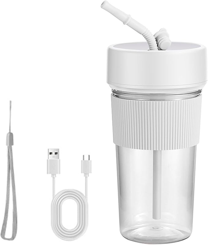 Small Portable Blender with Straw Electric Juicer Fruit Mixers Rechargeable Blender Small Juicer for Indoor Outdoor Portable Electric Juicer (Pink)