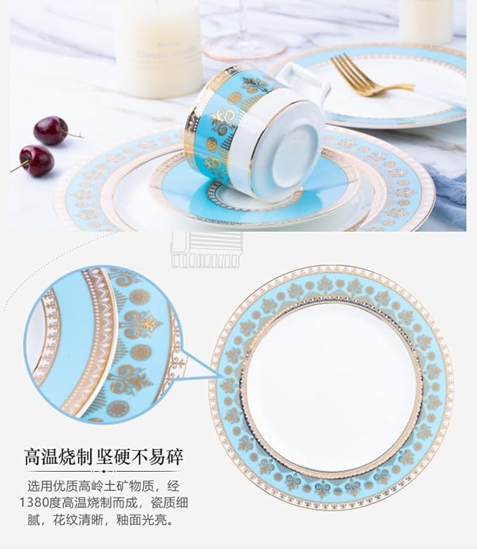 24-piece bone china dinnerware sets dish set for 6 round plates bone china dinner plate set lightweight for housewarming party daily use plates and cups set dishwasher safe