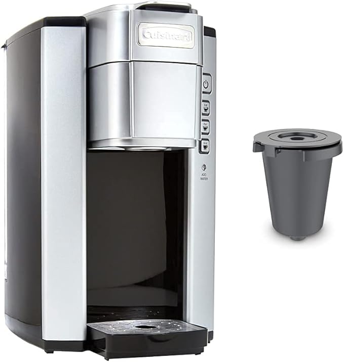 Cuisinart SS-5P1 Single Serve Brewer Coffemaker 40 oz Silver &amp HomeBarista Reusable Filter Cup Gray