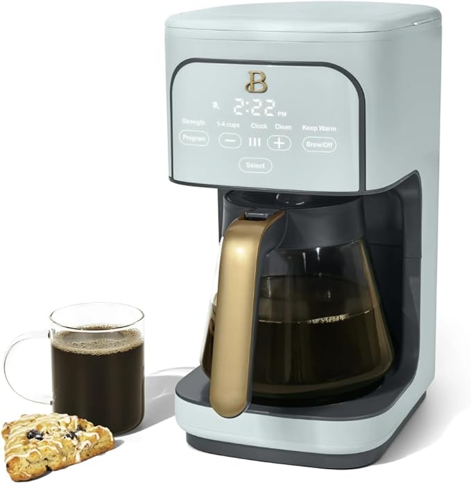 12 Cup Programmable Coffee Maker 24 Hour Auto Brew Touch Display Bold Strength Control Glass Carafe Reusable Filter Auto Shut Off (Hydrangea)