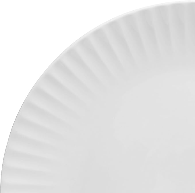 Pfaltzgraff Fluted Grace 24 Piece Porcelain Plate and Bowl Dinnerware Set Service for 8 Fluted Design Durable for Everyday Use White