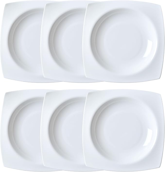 Dinnerware Set for 6 Plates and Bowls Set Includes 9.25 Inch Dinner Plates &amp Salad Plates Microwave &amp Dishwasher Safe Oven Safe White Dish Set for Kitchen Dishware for Daily Use