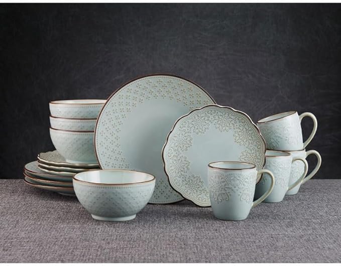 Food Plate Set Stoneware 16-Piece Dinnerware Set Ceramic Dishes To Eat Plates Dinner Sets Dish Tableware Bar