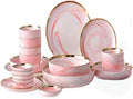 20 Piece Dinner Set Pink Marble Phnom Penh Ceramic Dinnerware Set Service for 6 People