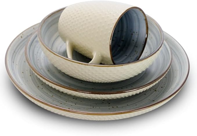 Mellow 16 Piece Dinnerware Set Plate Bowl Water Cup Embossed Tableware Combination