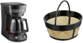Hamilton Beach Programmable Coffee Maker 12 Cup Capacity Black Stainless Steel Accents (46293) &amp Permanent Gold Tone Filter Fits Most 8 to 12-Cup Coffee Makers (/80675)