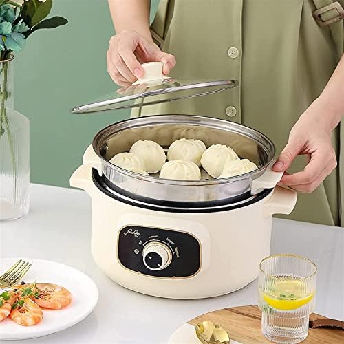 Rice Cooker - Rice Cooker with Steamer Basket 110V Electric Skillet Multi-Functional Rice Cooker Food Steamer Nonstick Personal Hot Pot with Lid Home Steam Simmer Stir Fry Griddle