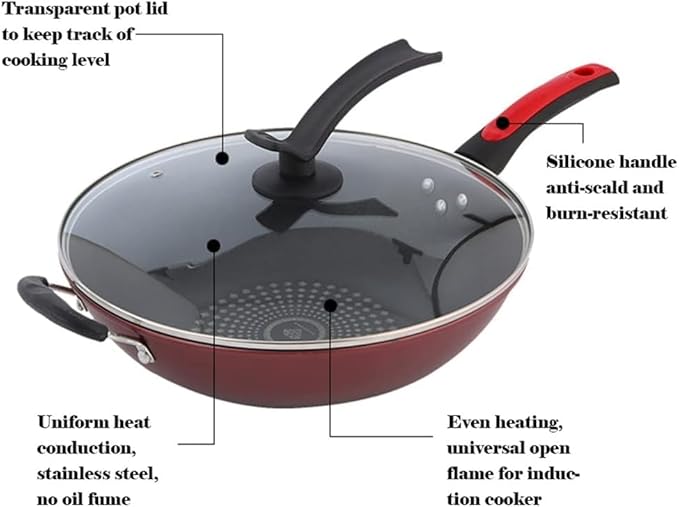 Kitchen Cookware Sets 3pcs Cookware Set Wok Soup Pot with Lid Frying Pan Cooking Pot Saucepan Non-Stick Pan Set Kitchen Cooking Tools Cooking Set Cooking Pots