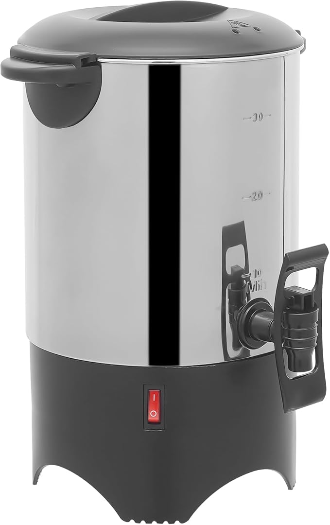 Commercial Coffee Urn Stainless Steel Large Coffee Dispenser 1000w 110v Electric Coffee Maker Urn For Quick Brewing Hot Water Urn W/Handles For Offices Parties Catering (Silver 5L)