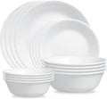 ZOID 3120NM Glass Glossy Mugless Dinnerware Set White 16 Pieces