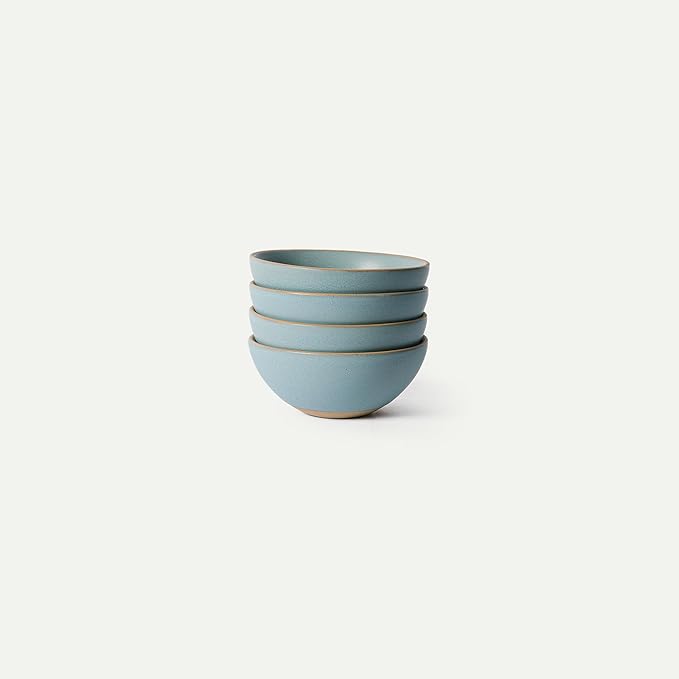 MORA Small Bowls Set of 4 16oz Ceramic Pottery Dessert Bowls - Microwave Oven and Dishwasher Safe - Iris