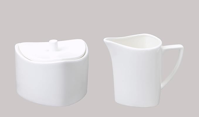 Bone China Elegance White Triangle Sugar &amp Creamer Pot eachcase of 1 set
