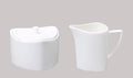 Bone China Elegance White Triangle Sugar &amp Creamer Pot eachcase of 1 set