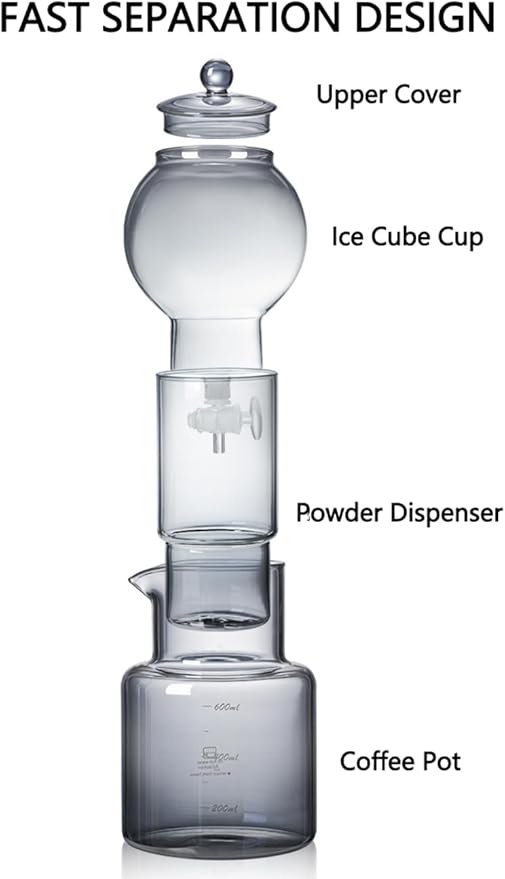 Cold Brew Coffee Maker with 100 Paper Filters 20oz Slow Drip Iced Coffee Maker Adjustable Speed Borosilicate Glass Pour Over Dripper Coffee Brewer for Home and Coffee Bar Accessories (Transparent)