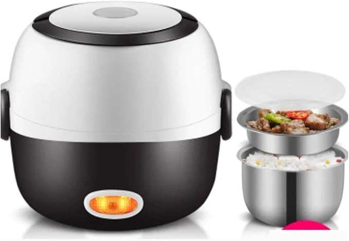 GRFIT Mini Electric Rice Cooker Stainless Steel 2/3 Layers Steamer Portable Meal Thermal Heating Lunch Box Food Container Warmer (Color : 2layers) jinyi2016SHOP-1998