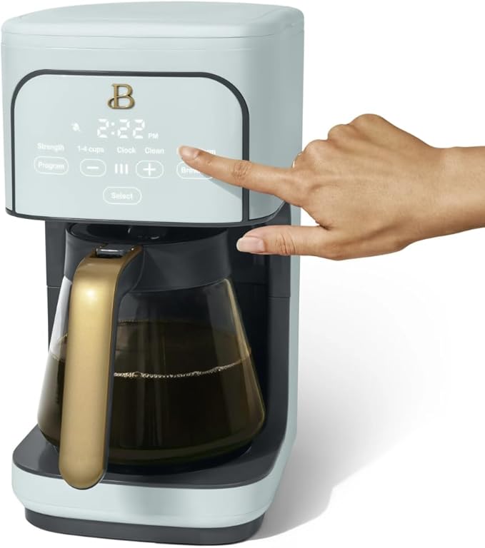 12 Cup Programmable Coffee Maker 24 Hour Auto Brew Touch Display Bold Strength Control Glass Carafe Reusable Filter Auto Shut Off (Hydrangea)