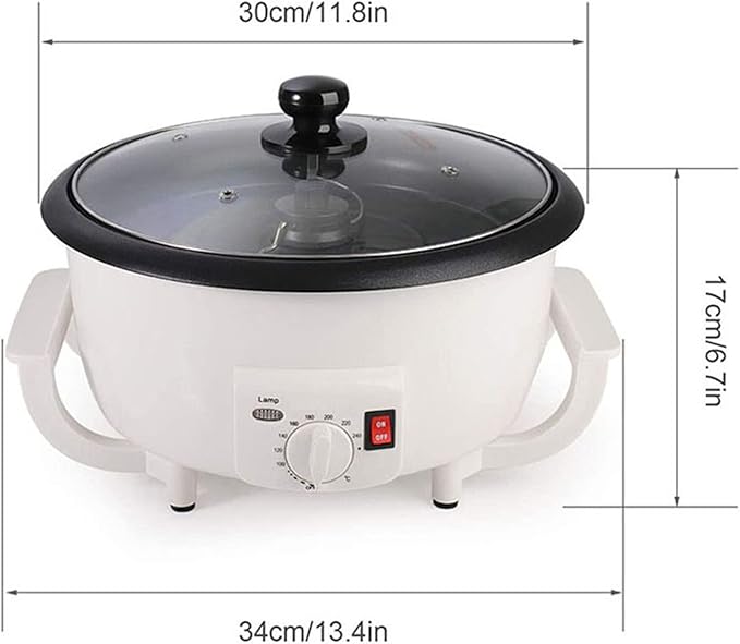 Electric Coffee Roaster Machine Household Coffee Bean Roaster Non-Stick Pot 0-240℃ Temperature Adjustment Grain Drying