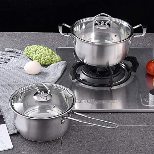 Cookware Set With Glass Lid Induction Bottom Stainless Steel Body Saucepan