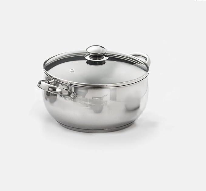 18 Piece 18/10 Belly Shaped Cookware Set w/ Encapsulated Base &amp Nonstick coating