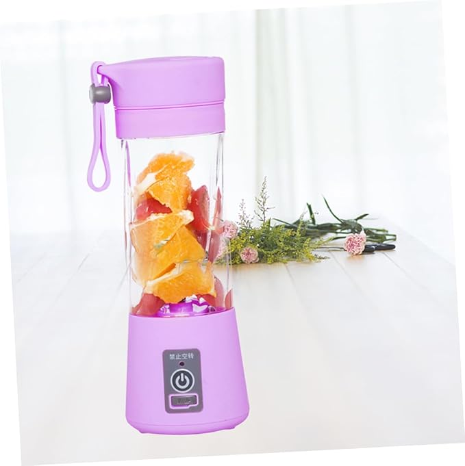NUOBESTY Portable Mini Electric Juicer USB Rechargeable Fruit Mixer with Stainless Steel Vanes Easy-clean Compact Blender for Travel and Home Use Purple