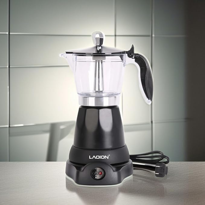 Cuban Coffee Maker 6 or 3cup Electric Espresso Coffee Maker Portable Cafeteras Electricas Modernas Electric Moka Pot with Detachable Base &amp Overheat Protection Coffee Gift for Home Travel