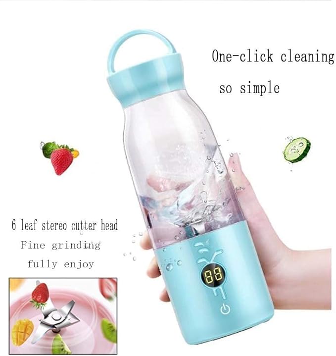 Portable BlenderPersonal Mixer Fruit Rechargeable USB Mini BlenderWaterproof Small Blender Single Juicers (Color : Pink)