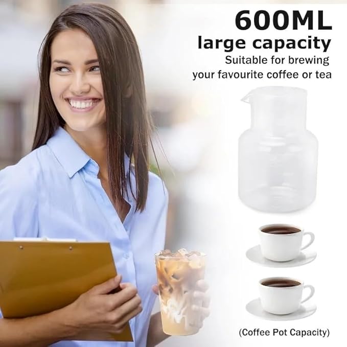 Cold Brew Drip Tower Ice Drip Coffee Maker 600ml/20.29oz Capacity Cold Brew Drip Tower Coffee Maker with Stainless Steel Frame DIY Ice Coffee Brew Tower for Coffee and Tea(Silver)