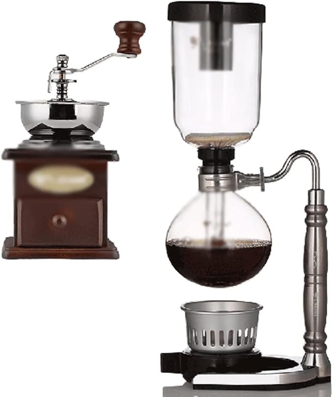 JITEM Cafetera Syphon Coffee Maker Manual Retro Vacuum Glass Siphon Pot Percolators 3 Cups Glass Tabletop Siphon Coffee Maker for Coffee or Tea
