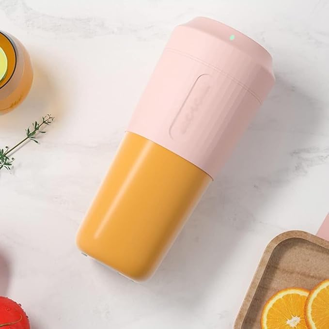 3-Color Handheld Juicer with Cup - Portable Personal Blender for Smoothies and Shakes Rechargeable BPA-free 600g 110-240V(Pink)