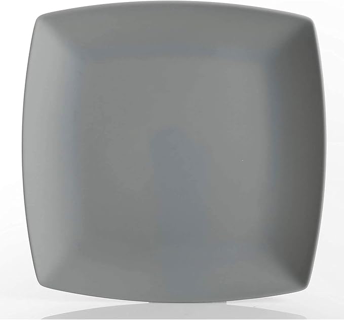 Gibson 99897.16R Home Soho Grayson Square Melamine Everyday 16 Pc Reactive Glaze Dinnerware Set Plates Bowls &amp Cups Dishwasher Safe Grey (4 Pack)